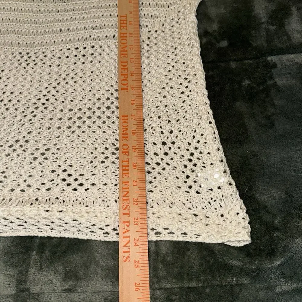 Converse One Star Women’s Open Knit Sweater Size XL Boho Layering Piece Ivory